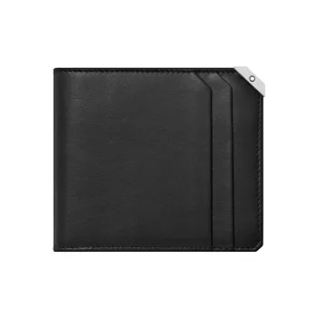 MONTBLANC Cow Leather Money Clip Card Holder Wallet Men's Black