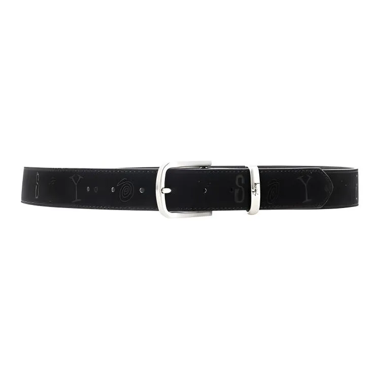 Stussy Logo Identification Leather Leather Belts Men's Black Width: 3cm-1