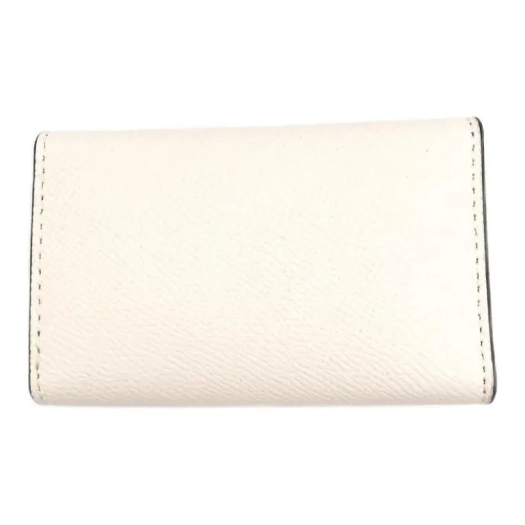 COACH Leather Coin Purse Key Pouch Women's White-3