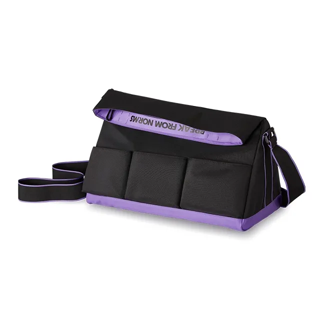 0592 Fabric Gym Bag Large Size Unisex Black Purple-1