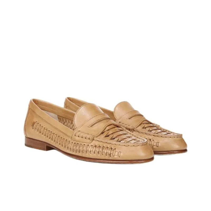 VERONICA BEARD Penny Loafers Women's Beige-2