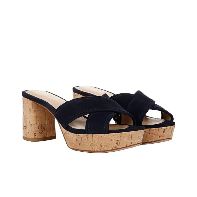 VERONICA BEARD Slide Slippers 7cm Women's Blue-2