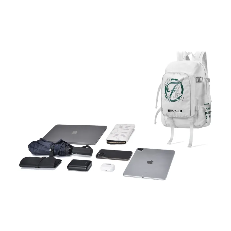 FINITE LOOP Eco Friendly Fabric Backpacks Unisex White-4
