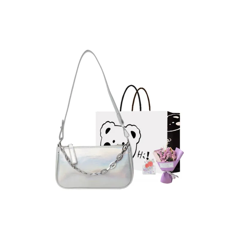 NX DOUGHNUT PU Handbag, Shoulder Bag Women's Silver, Dazzling Color, Silver, Black, Pink, Gold-29