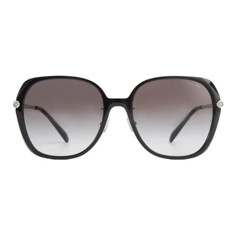 COACH Plate Frame Irregular Shape Sunglasses Unisex Black-1