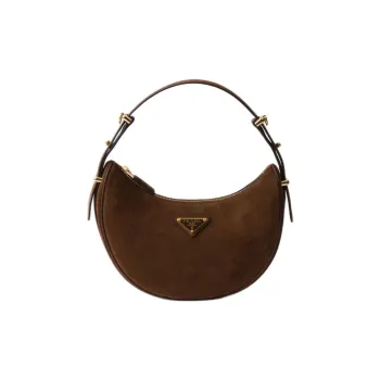 PRADA Suede Leather Portable Crossbody Bag, Shoulder Bag Women's Cocoa Brown