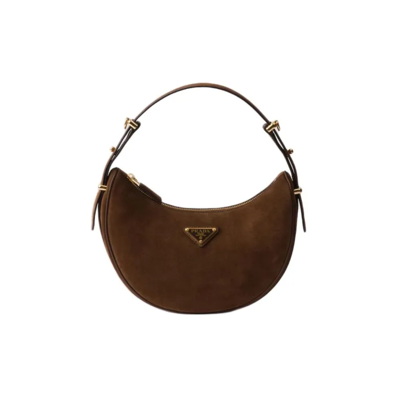 PRADA Suede Leather Portable Crossbody Bag, Shoulder Bag Women's Cocoa Brown-0