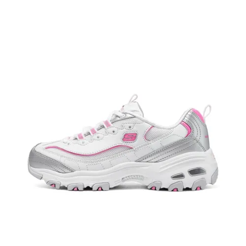 Skechers DLITES Slip Resistant Breathable Low Top Chunky Sneakers Women's White Pink