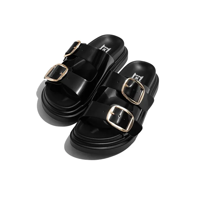 Old Meow Rubber Sole Slide Slippers Women's Black-3