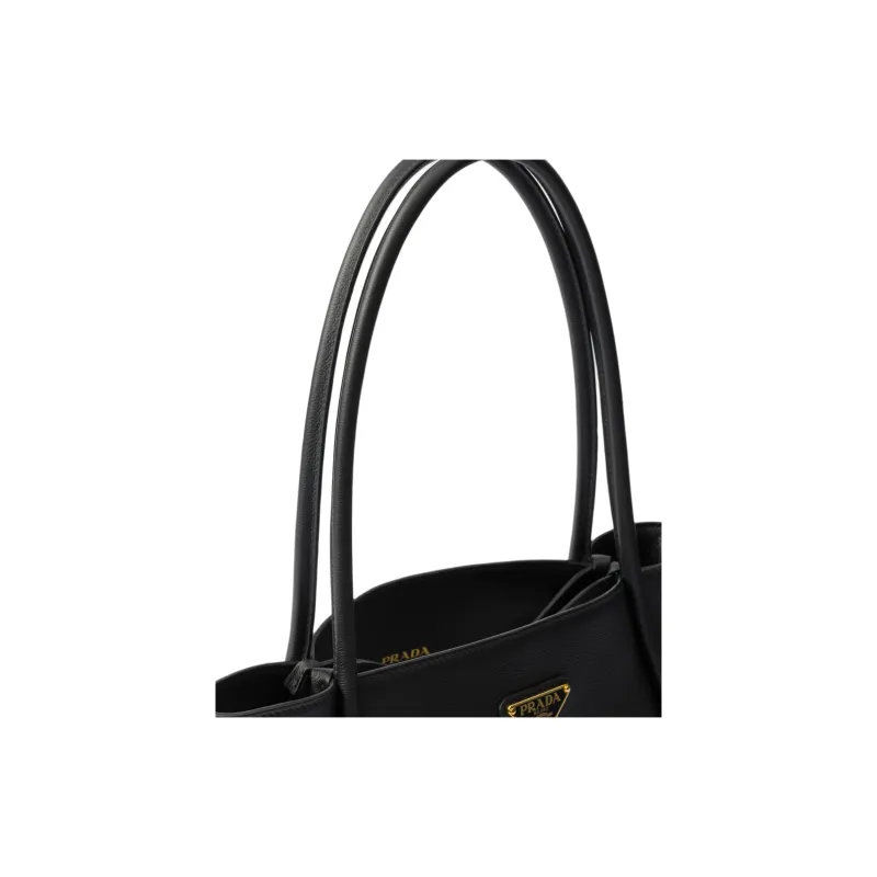 PRADA Grain Leather One Shoulder Handbag Mini Women's Black-5