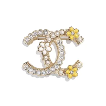 CHANEL Brooches Women's Gold/Pearl White/Yellow