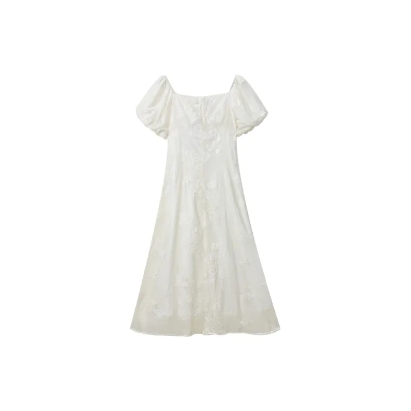 PLANE DRIFT Short Sleeved Dresses Women's Apricot White-1