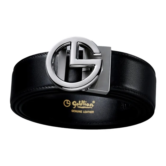 GOLDLION Top Grain Cow Leather Belts Men's Black 3.5cm-1