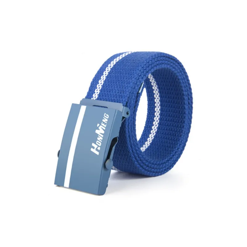 Mulinsen Stripes Korean Style Automatic Buckle Canvas Trendy Denim Nylon Belt Unisex Width 3.8cm-1