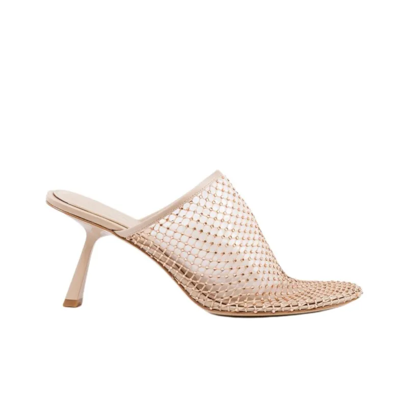 STUDIO AMELIA Closed Toe Slippers 8cm Women's Champagne-1
