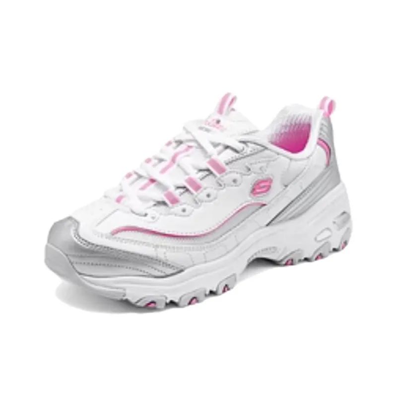 Skechers DLITES Slip Resistant And Breathable Low Top Chunky Sneakers Women's White Pink-1