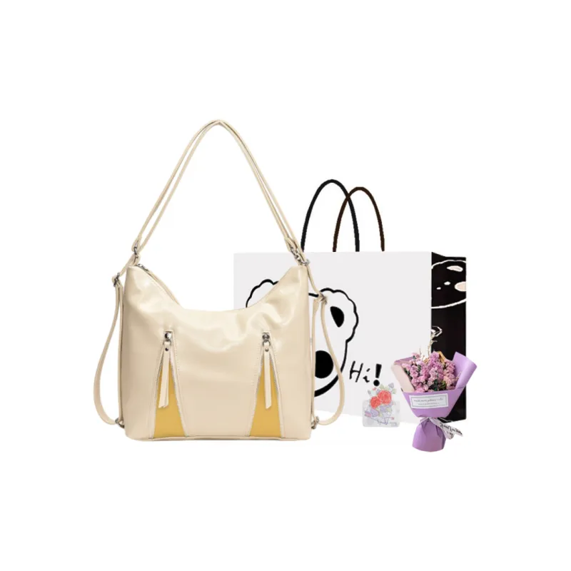 NX DOUGHNUT PU Backpack Women's White Silver Black-13