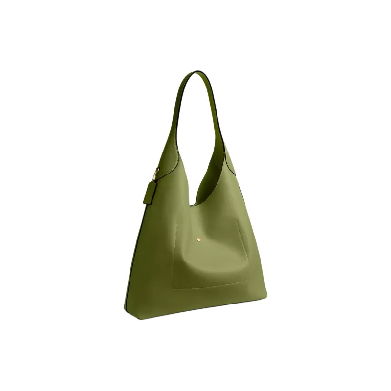 COACH Brooklyn Natural Grain Leather Hobo Bag, Handbag, Shoulder Bag Tubas Women's Green-1