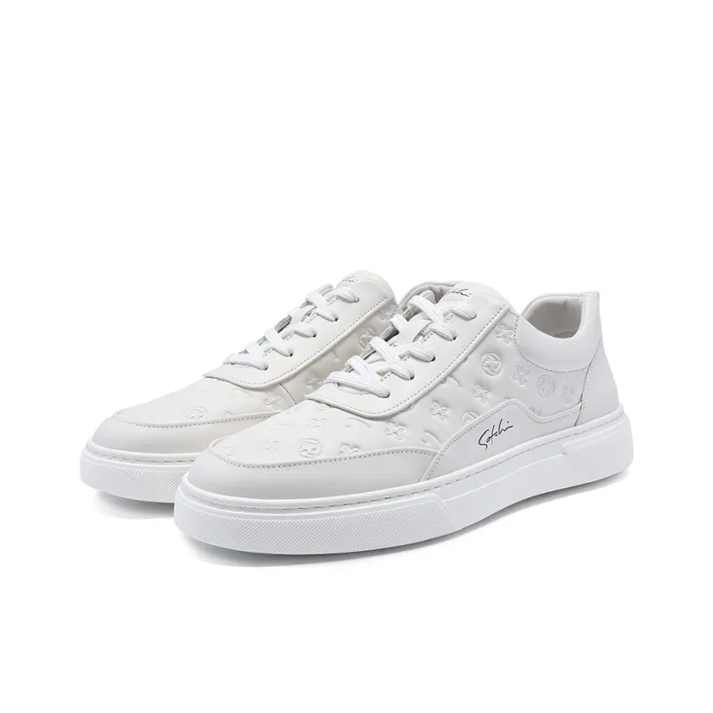 Satchi Anti Slip Wear Resistant Lightweight Breathable Low Top Skateboard Shoes Men's White-2