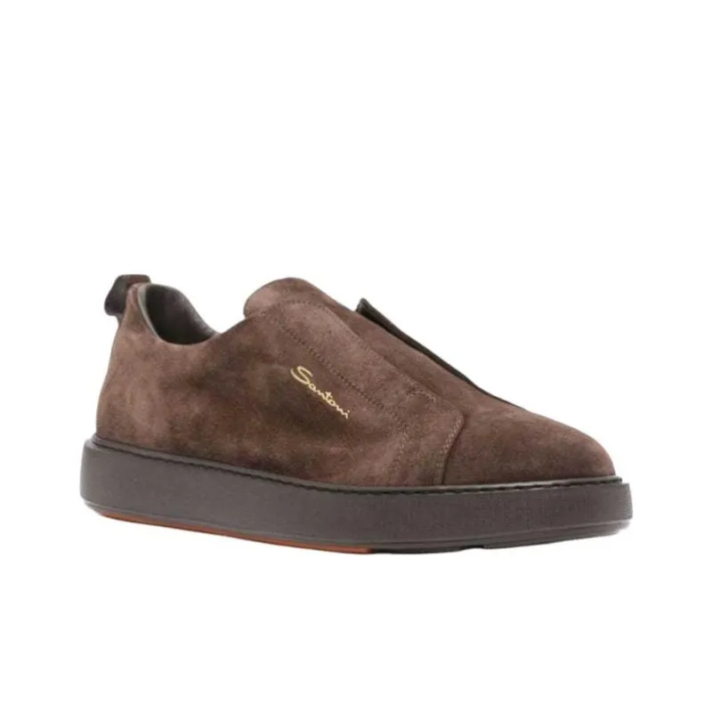 Santoni Low Top Skateboard Shoes Men's Brown-2