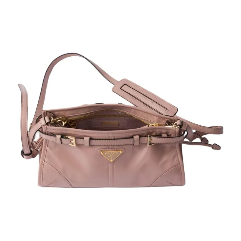 PRADA Soft Leather Crossbody Bag, Shoulder Bag Women's Lily Of The Valley-4