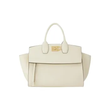 FERRAGAMO Studio Calfskin One Shoulder Handbags Medium Size Women's Ecru