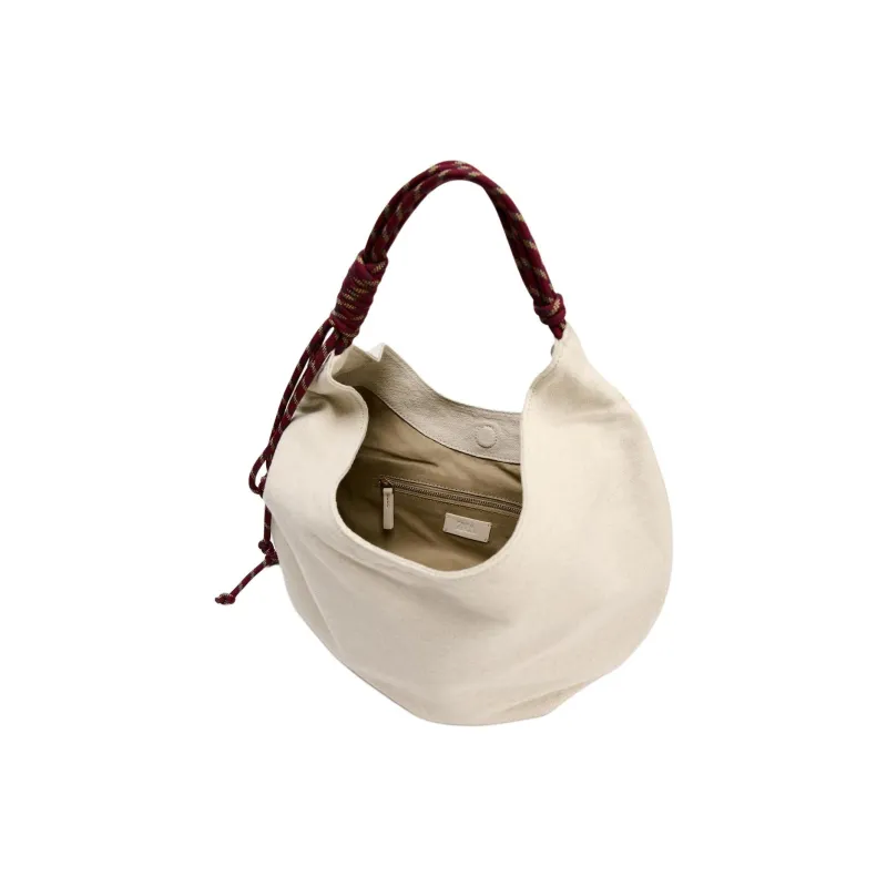 ZARA Polyester With Cotton Handbag, Shoulder Bag Large Size Women's Light Beige-4