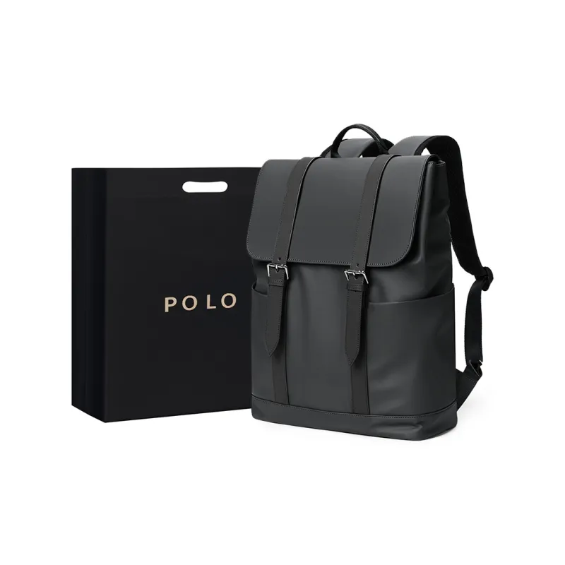 POLO Fabric With Synthetic Leather Backpack Large Size Men's Multicolor-11