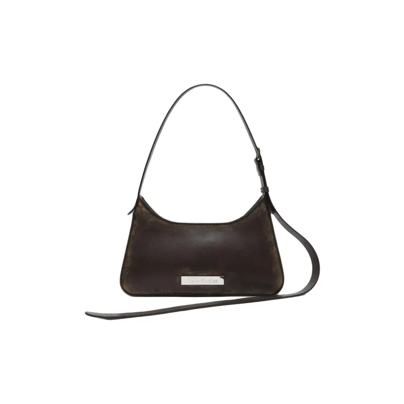 Acne Studios Platt Series Calfskin Handbag Shoulder Bag Women's Dark Brown & Beige-0