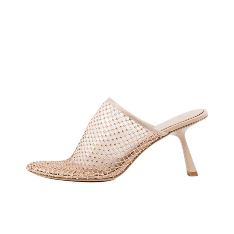 STUDIO AMELIA Closed Toe Slippers 8cm Women's Champagne-0