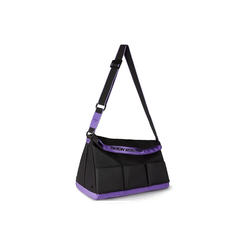 0592 Fabric Gym Bag Large Size Unisex Black Purple-2