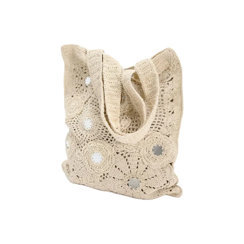 ZARA Cotton Tote Bag Shopping Bag Handbag Shoulder Bag Women's Tan-3