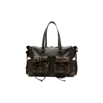 Acne Studios Brushed Leather Handbag Women's Dark Brown & Beige
