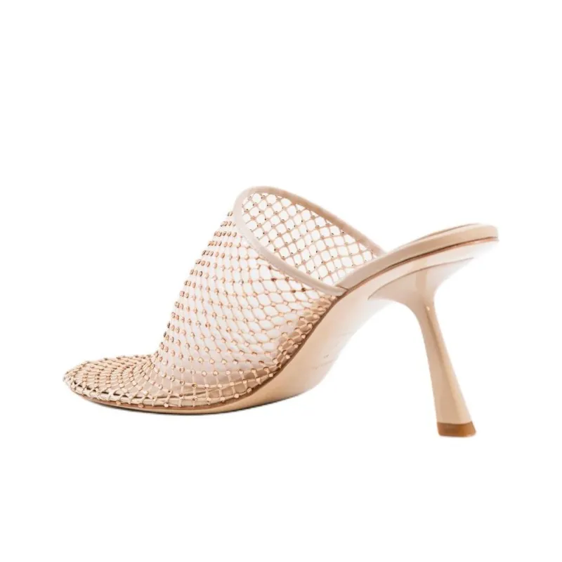 STUDIO AMELIA Closed Toe Slippers 8cm Women's Champagne-3