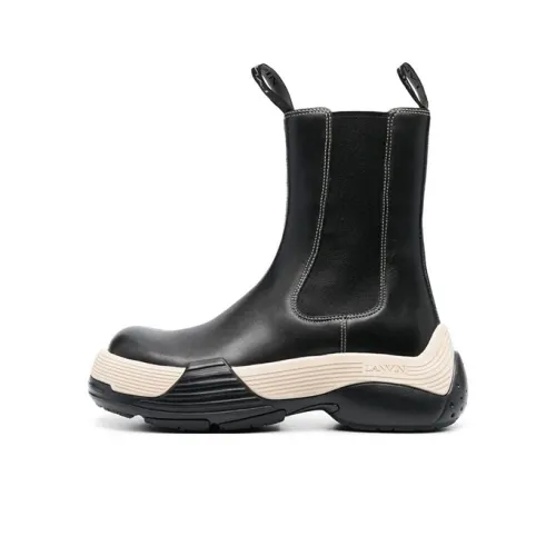 Lanvin Women's Flash-X Bold Chelsea Leather Boot 'Black Cream'