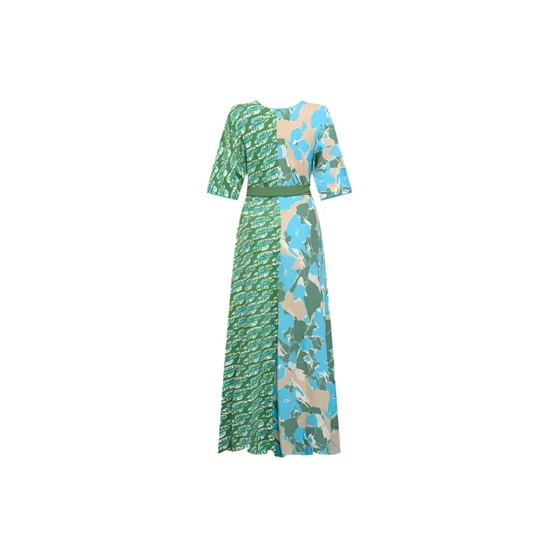 DVF Diane Von Furstenberg SS24 Long-Sleeved Dresses Women's Emerald Green-1