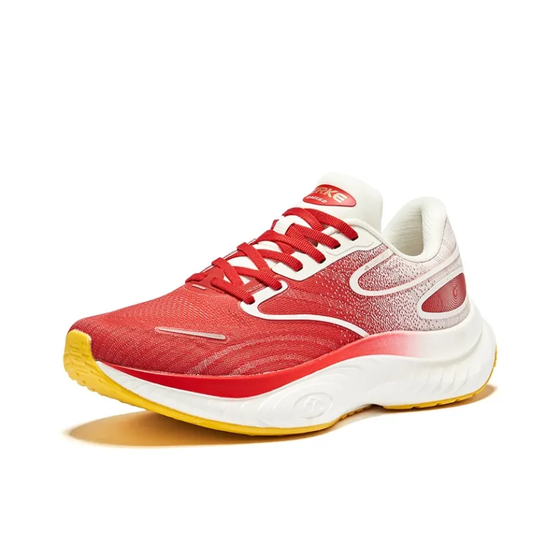 Erke Cushioning Low-Top Running Shoes Men's Crimson Red Microcrystal White-2