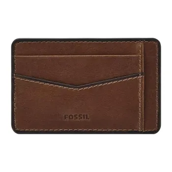 FOSSIL Leather Card Holder Regular Unisex Brown
