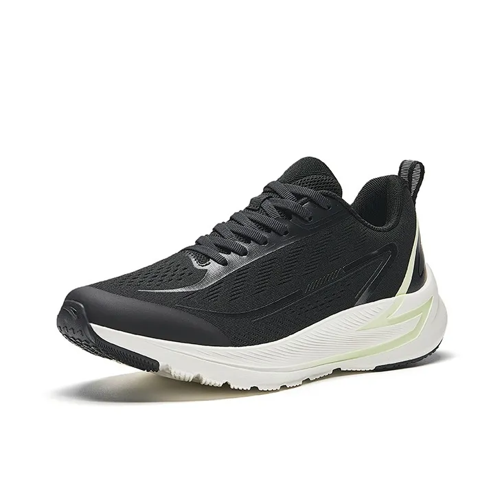 Anta Running Collection Cushioned Slip Resistant Low Top Casual Running Shoes Men's Black White-1