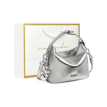 Narandu Synthetic Leather Shoulder Bag Dumpling Bag Crossbody Handbag Regular Women's Space Silver/Oat