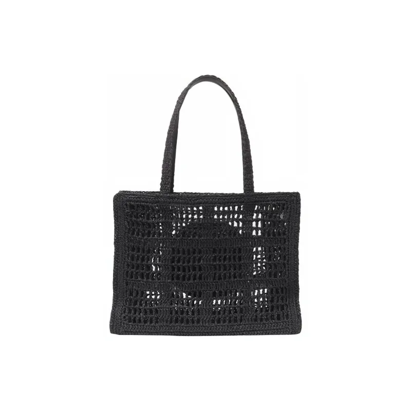 TORY BURCH Ella Raffia Handbag Small Size Women's Black-2