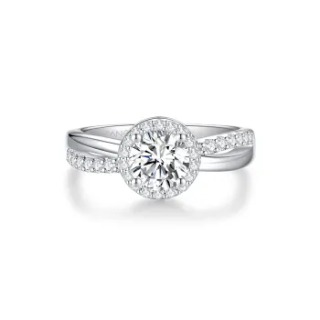 FANCI 925 Sterling Silver With Full Diamond Inlaid White Gemstone Rings Women's Gift Box Set