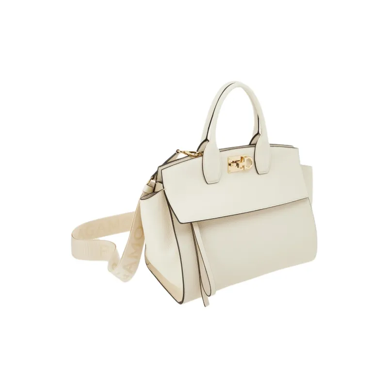 FERRAGAMO Studio Calfskin One Shoulder Handbags Medium Size Women's Ecru-2