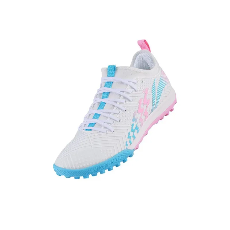 LiNing Shadow 2 TF Rubber Broken Studs Cushioning, Wear Resistant Soccer Shoes Men's White Blue Pink-1