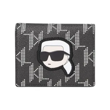 KARL LAGERFELD K/Ikonik PU Polyurethane Wallet Medium Size Women's Black