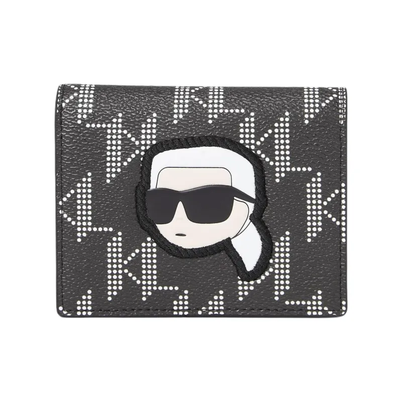 KARL LAGERFELD K/Ikonik PU Polyurethane Wallet Medium Size Women's Black-0