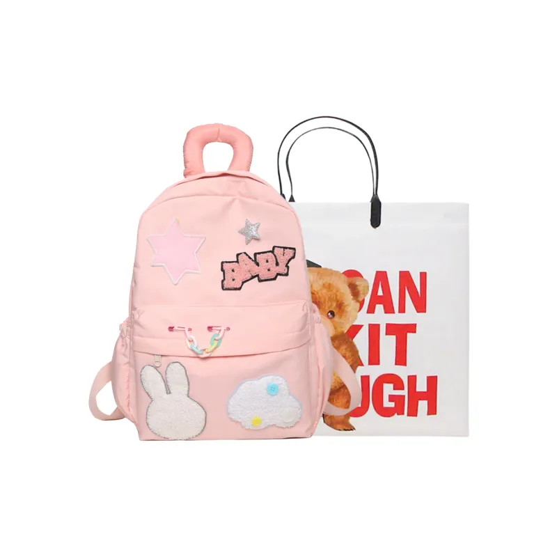 Worm's Home Nylon Backpack Regular Unisex Pink/Yellow-0