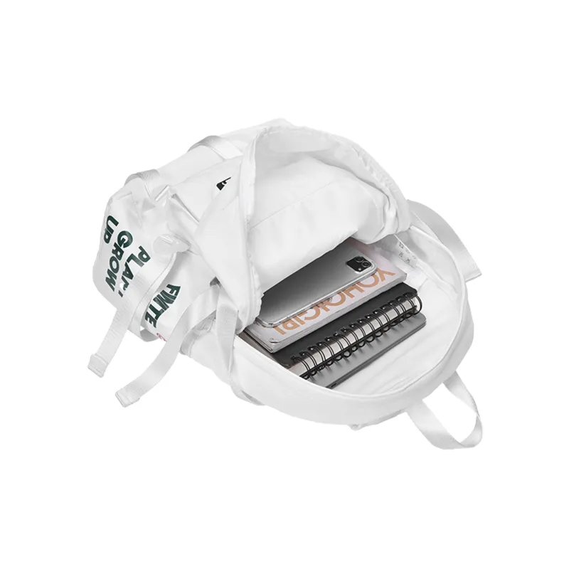 FINITE LOOP Eco Friendly Fabric Backpacks Unisex White-3