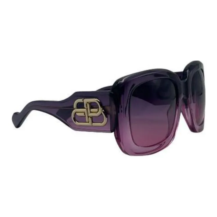 Balenciaga Plastic Irregular Shape Sunglasses Women's Purple-3