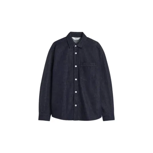 H&M Shirts Men Dark Denim Blue